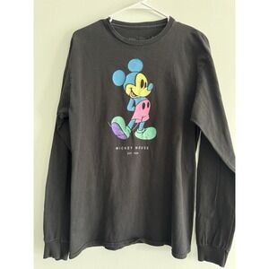 Neff X Disney Neon Pastel Mickey Mouse Black T-shirt Men's Medium M Vintage